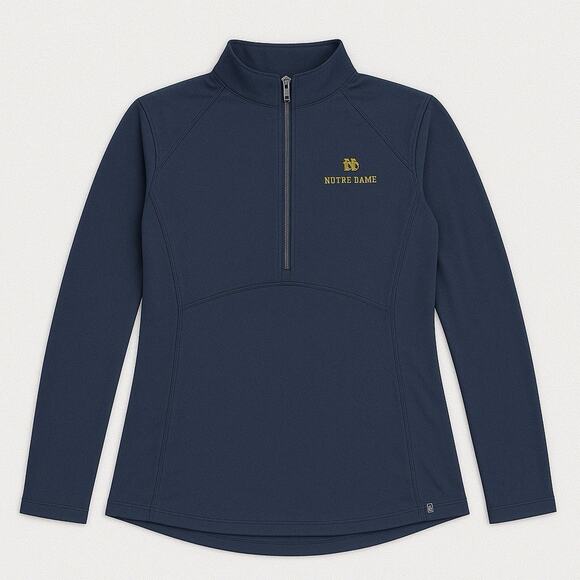 Cutter & Buck Notre Dame Quarter Zip Pullover L Navy Stretch Performance Top NWT - Picture 1 of 16